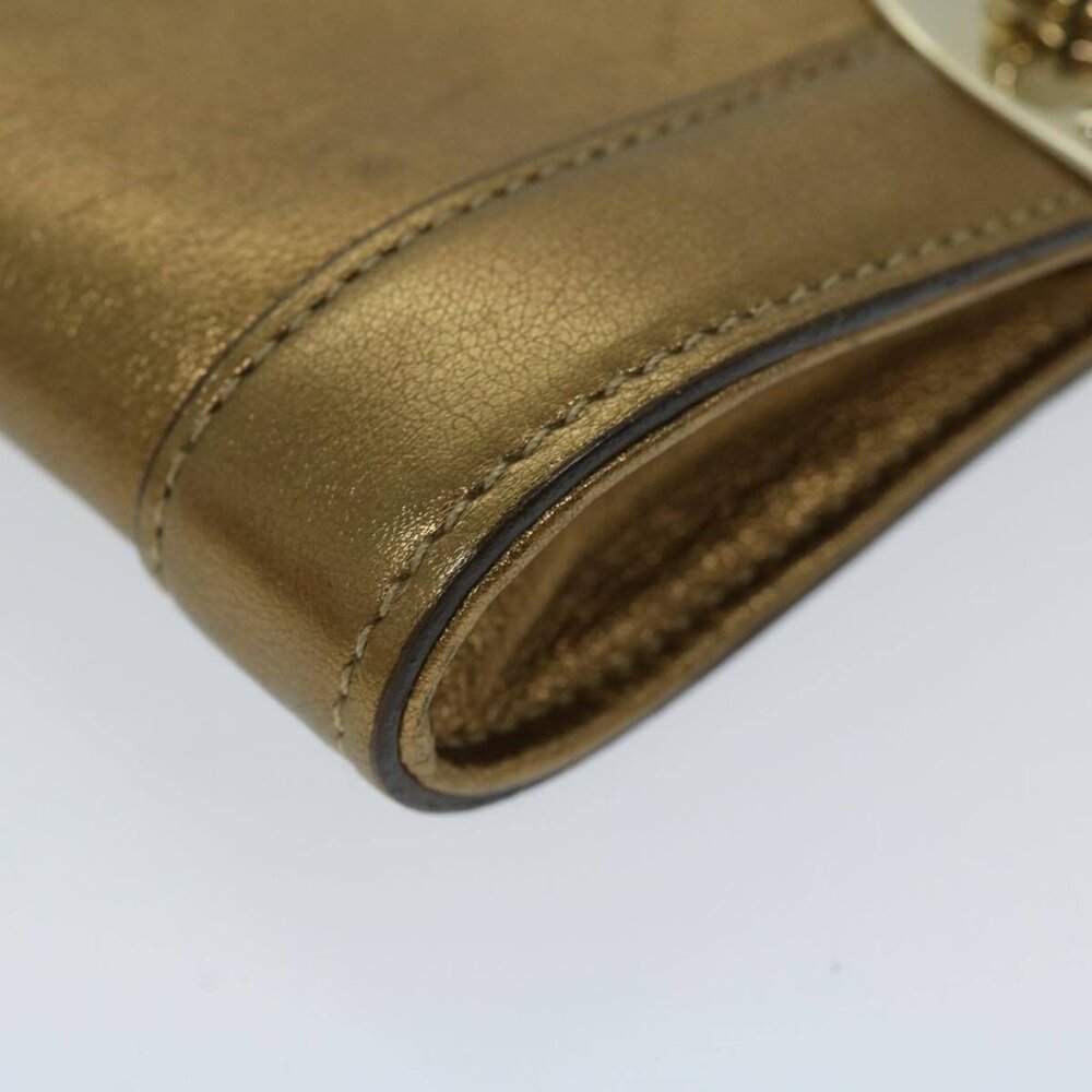 GUCCI Interlocking Clutch Bag Leather Gold - Picture 6 of 16